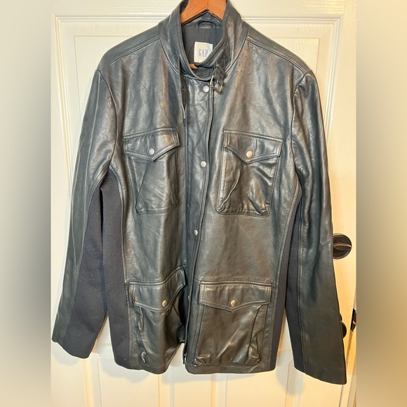 GAP Jackets & Blazers - GAP Women Navy Blue Lambskin Leather Field Jacket XXL PLUS pockets